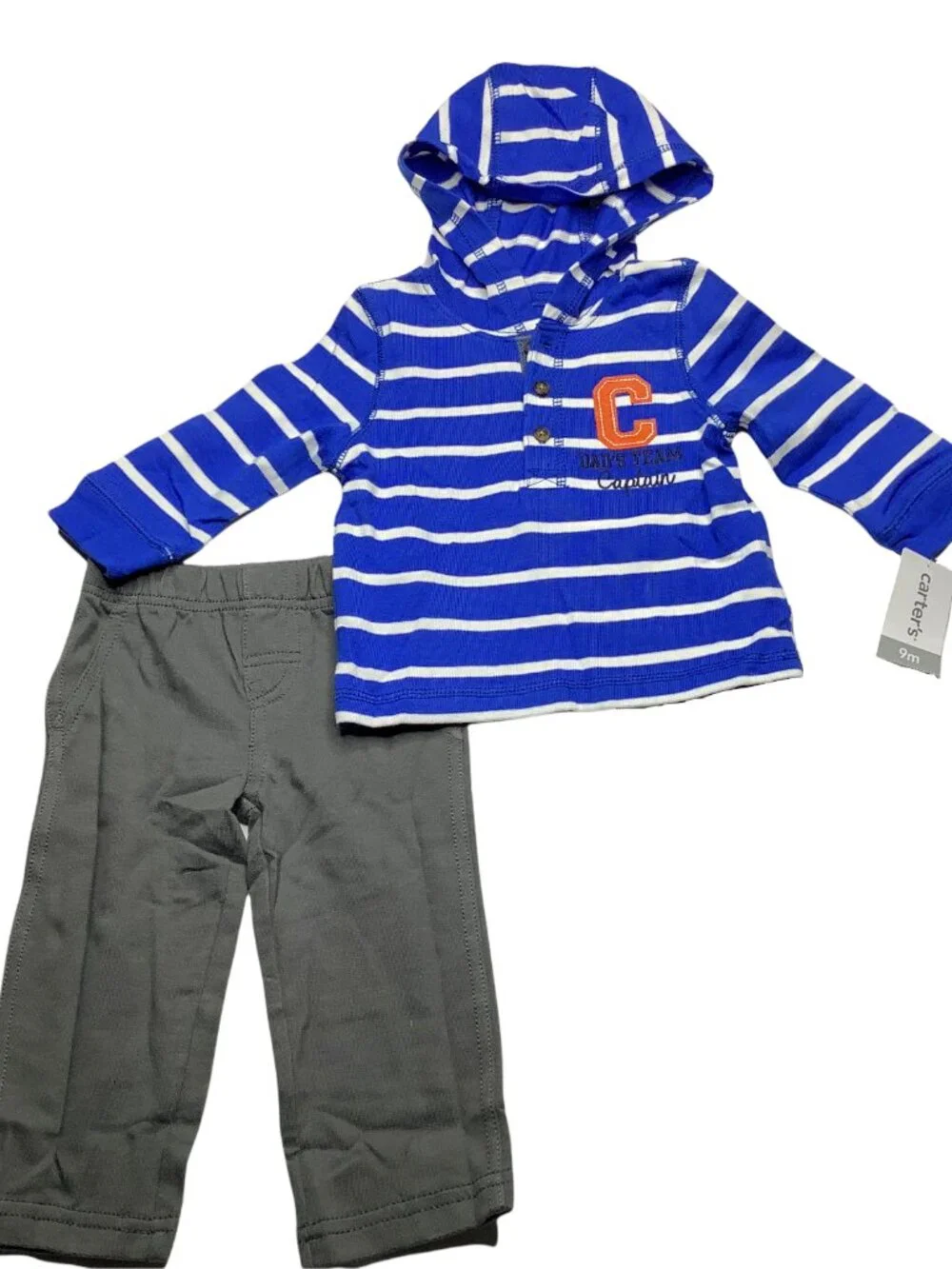 NWT Carter's 2 Pc Hoodie Hooded Sweatshirt Pant Set 9M Outfit NEW Carters Blue